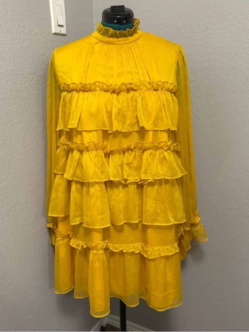 Adam Lippes Vibrant Yellow Ruffle Dress